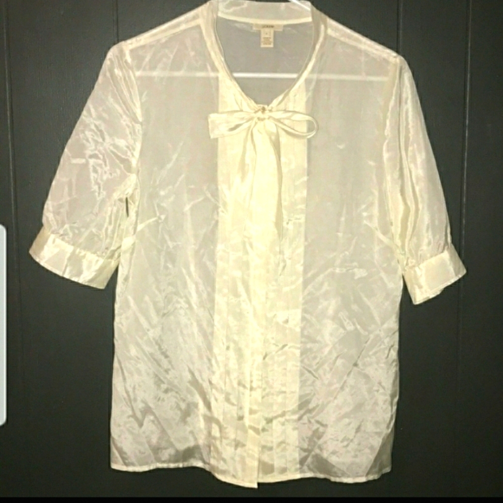 JCrew EUC silk cream blouse 57%cotton 43%silk
